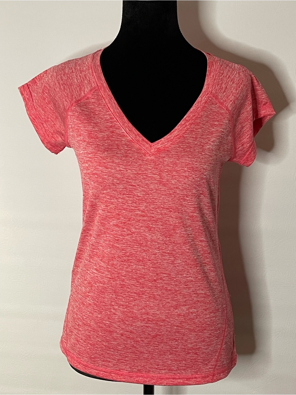 Ideology Heathered Pink V-Neck Short Sleeve Top
